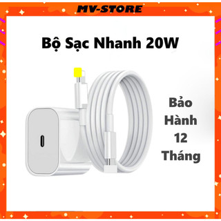 Bộ sạc nhanh PD 20W củ và cáp cho 7 8 8plus X XsMax 11 11 ProMax 12 12 ProMax 13 13 ProMax 14 Plus ProMax MVSTORE
