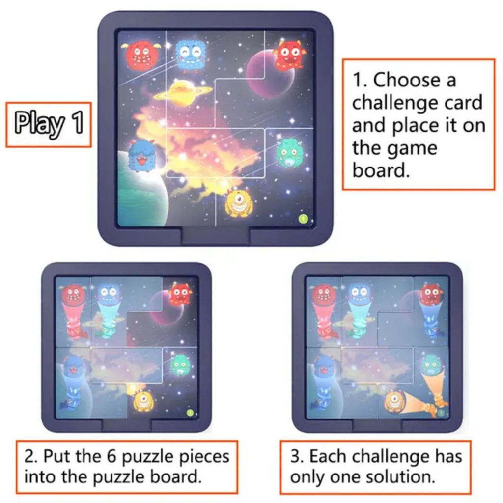 Đồ chơi board game xếp hình đèn pin bắt ma ghost catchers 30 thẻ 60 cấp độ thông minh sáng tạo cho bé