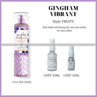 Gingham vibrant body mist chiết chai thuỷ tinh 10ml / 30ml