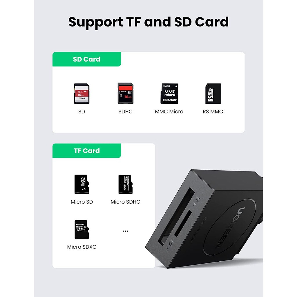 Đầu đọc thẻ USB 3.0 hỗ trợ SD/TF chính hãng Ugreen 20250 cao cấp