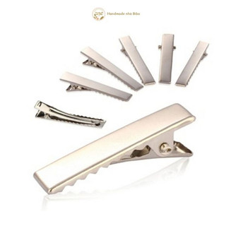 Set 5c kẹp tóc mỏ vịt nhiều kích cỡ, kẹp cá sấu kim loại màu bạc size 3.2 - 7.5cm, nguyên liệu làm kẹp tóc handmade