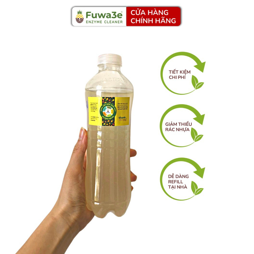 Fuwa3e- Refill nước ngâm rửa thực phẩm hữu cơ 1L- Chiết chai lavie 1L- Tiết kiệm hơn