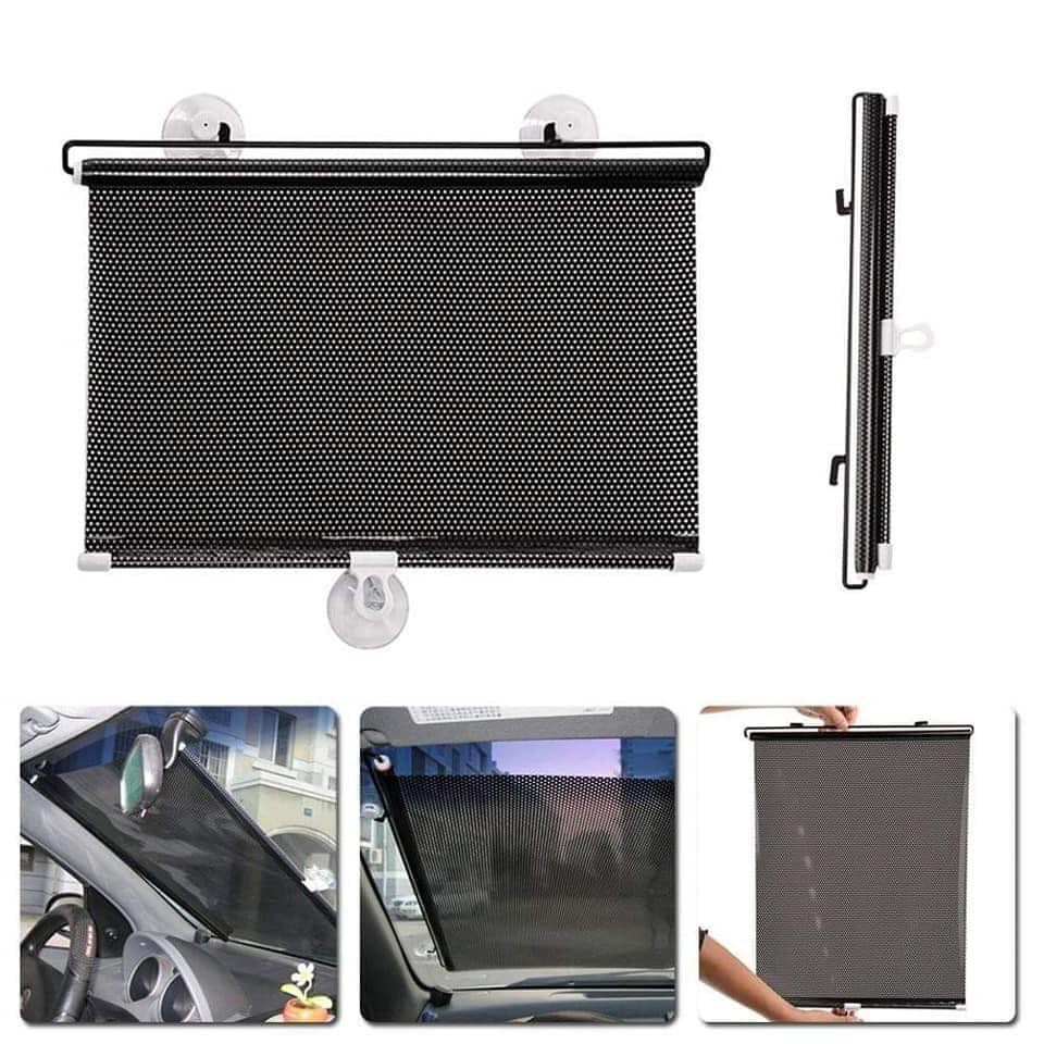 Màn Che Kính Chống Nắng Cho Xe Hơi Ô Tô, Rèm Cuộn Che Nắng Cho Cửa Sổ Có Nút Hít Chân Không 40x60cm