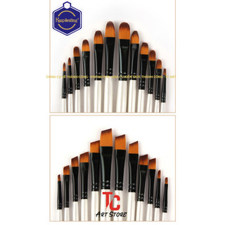 Bộ cọ Đầu nhọn, Vát, Vuông, Oval KEEPSMILING (Bộ 12 cây)