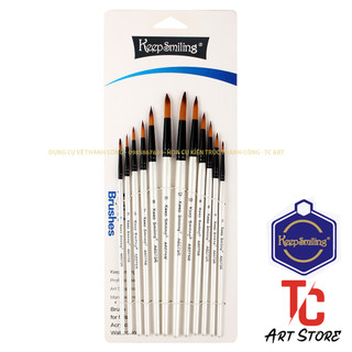 Bộ cọ Đầu nhọn, Vát, Vuông, Oval KEEPSMILING (Bộ 12 cây)