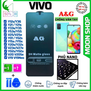 Kính Cường Lực Chống vân tay Vivo Y12S Y15s Y15a Y20 Y20S Y21 Y21s Y33s Y51 Y53S Y72 Y16 Y36 Y02 Y01 Y22s Y35  - Nhám AG