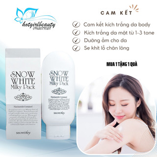 Kem dưỡng trắng da body Snow White Milky Pack kích trắng da body dưỡng ẩm mờ thâm sạm thoa lên da nâng tone ngay tức thì