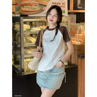 Áo thun babytee tay phối 2 sọc - A3U