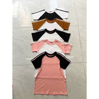 Áo thun babytee tay phối 2 sọc - A3U