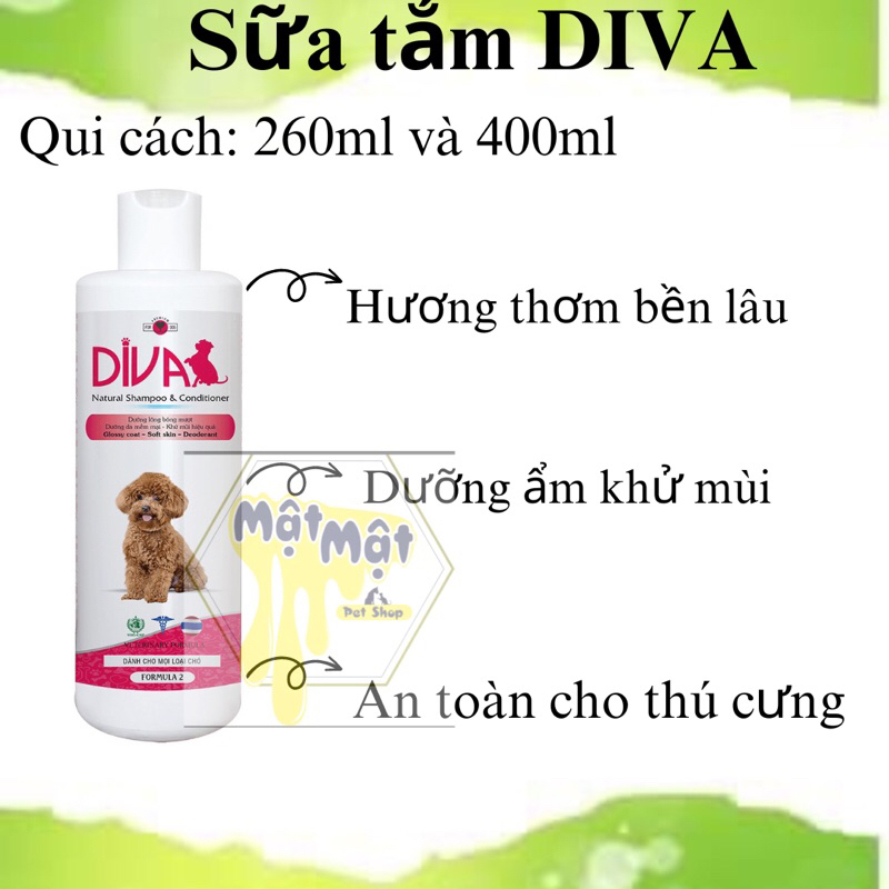 Sữa tắm chó Diva hồng 260ml và400ml