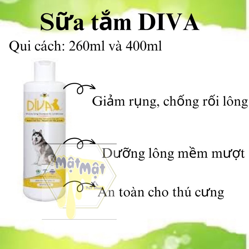 Sữa tắm chó Diva vàng 260ml và 400ml