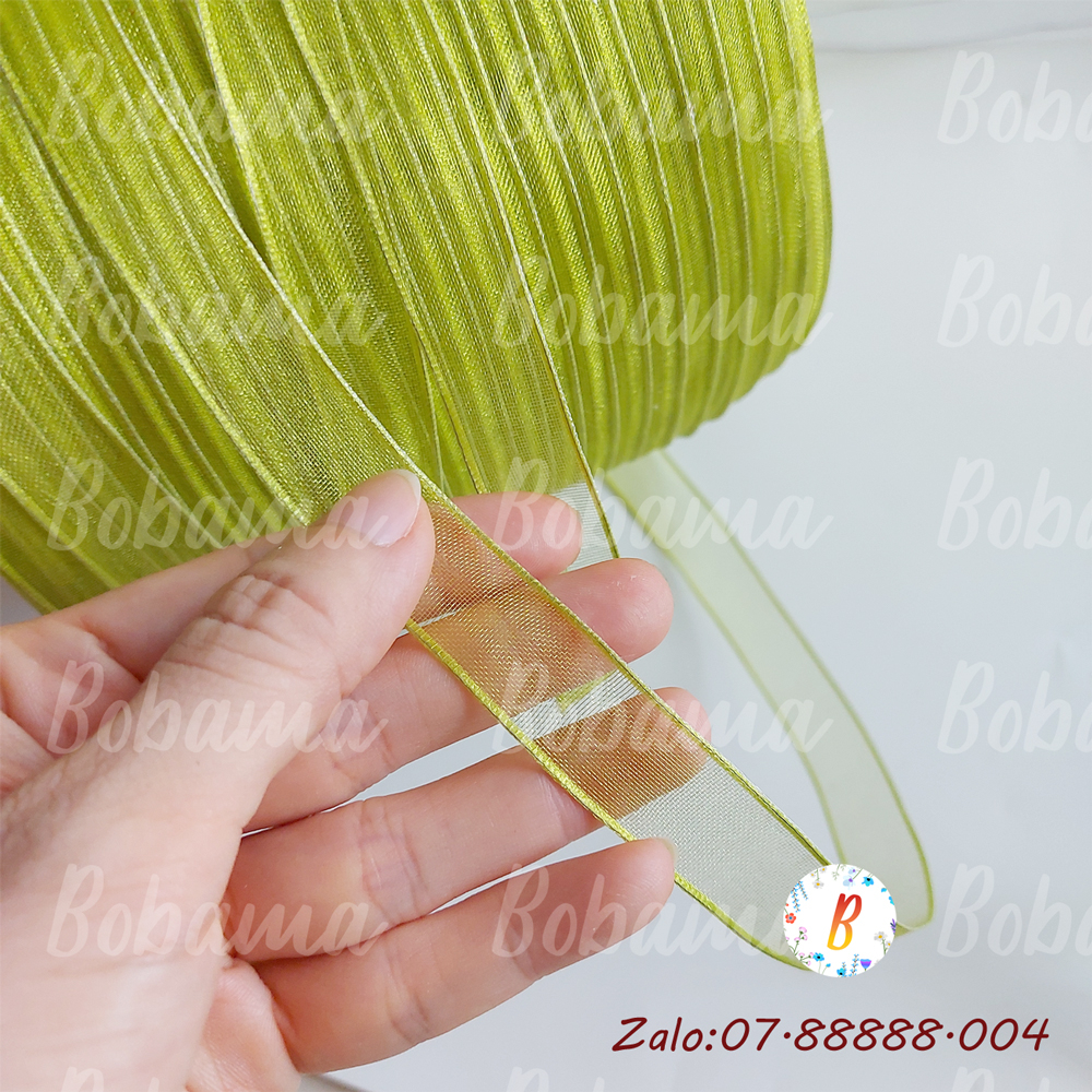 5 mét ruy băng voan viền kẽm 15mm dùng trang trí