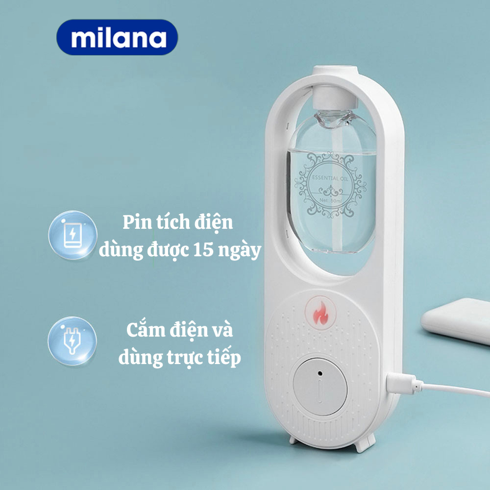 Máy xịt thơm phòng tự động, máy xông tinh dầu phòng ngủ với pin sạc 500mAh kèm tinh dầu nước hoa 50ml