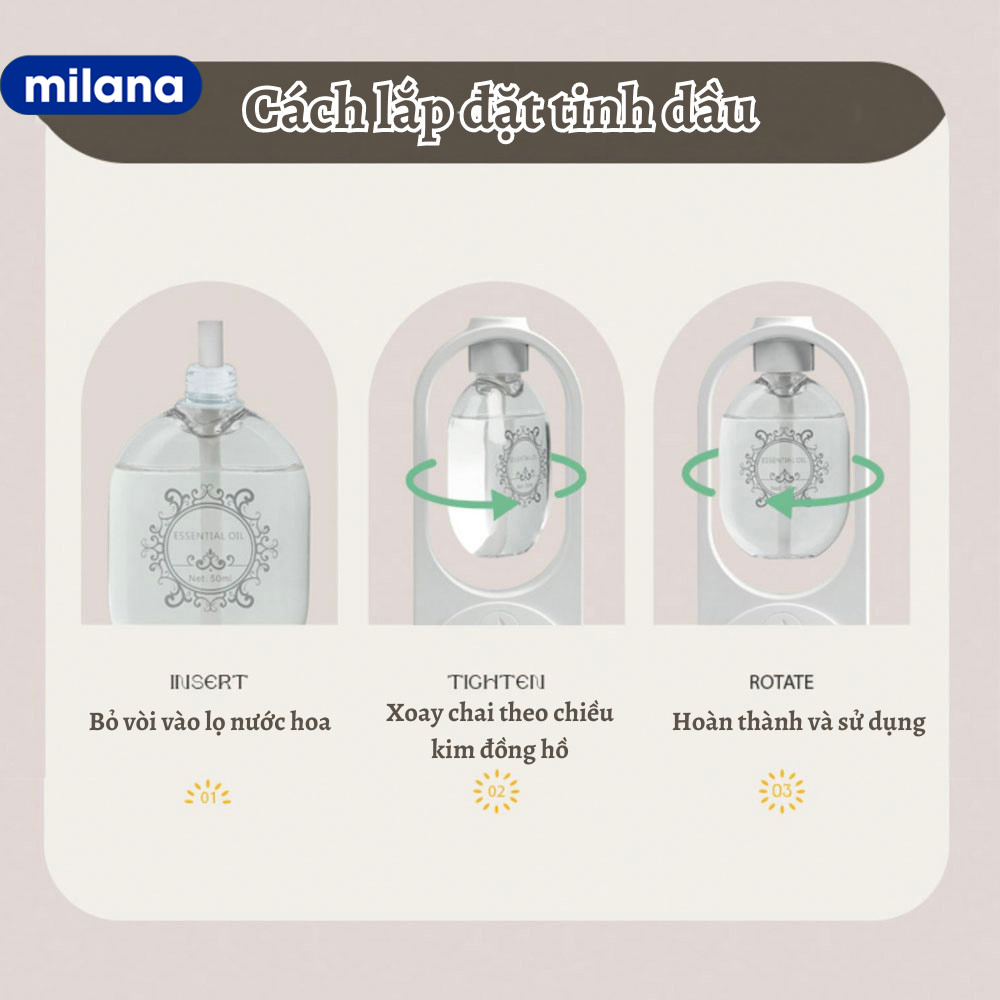 Máy xịt thơm phòng tự động, máy xông tinh dầu phòng ngủ với pin sạc 500mAh kèm tinh dầu nước hoa 50ml