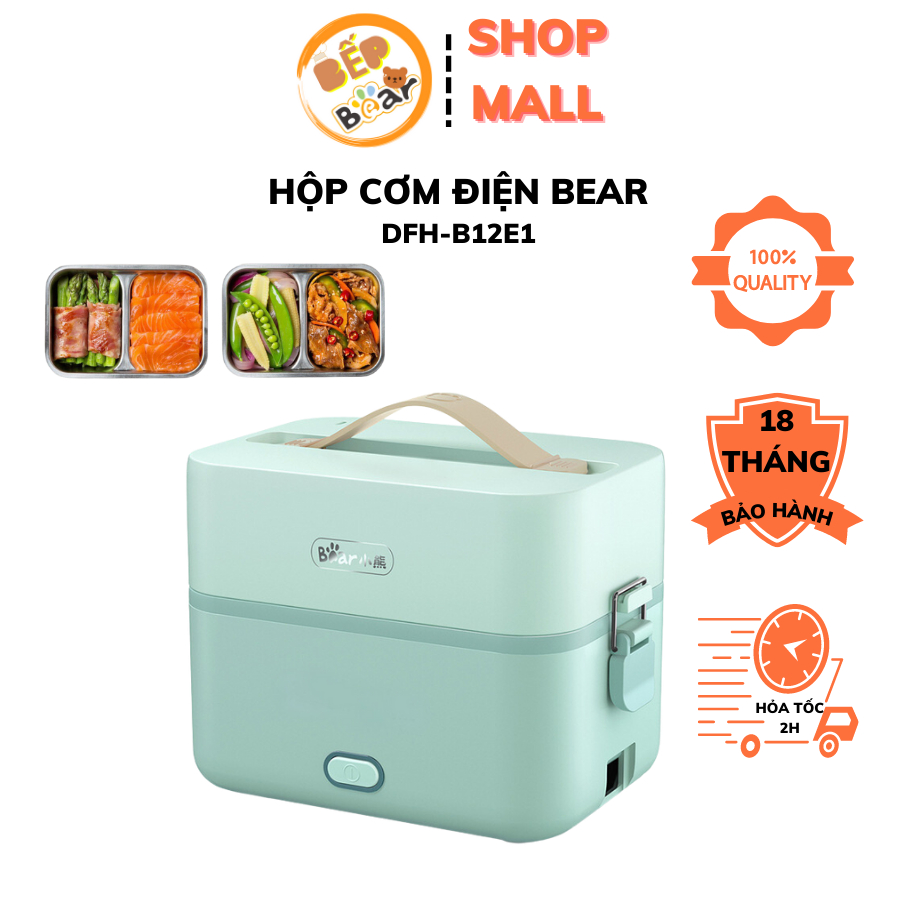Hộp cơm điện cầm tay mini đa năng giữ nhiệt 2 tầng Bear DFH-B12E1. Nồi cơm điện cá nhân thông minh chính hãng Bear, 18th