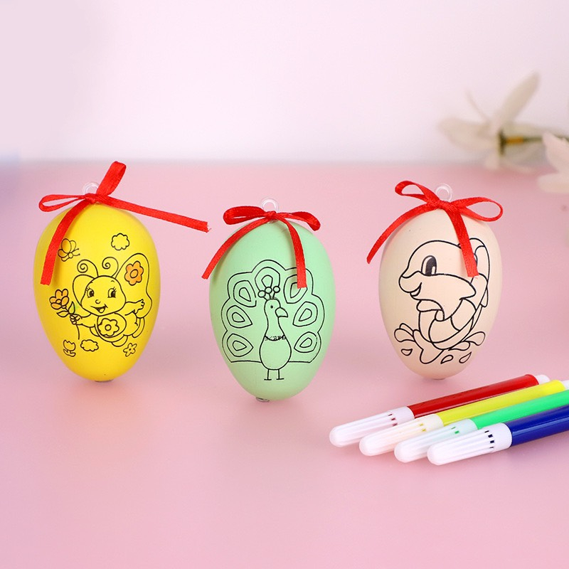 Trứng tô màu cho bé tập tô vẽ sản phẩm tặng kèm 4 bút màu, rèn luyện tính kiên trì cho bé