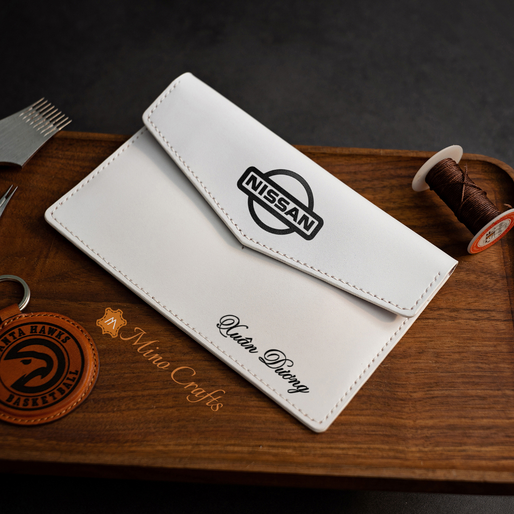 Ví Da Đăng Kiểm Xe Ô Tô Handmade Da Thật - Khắc Logo NISSAN