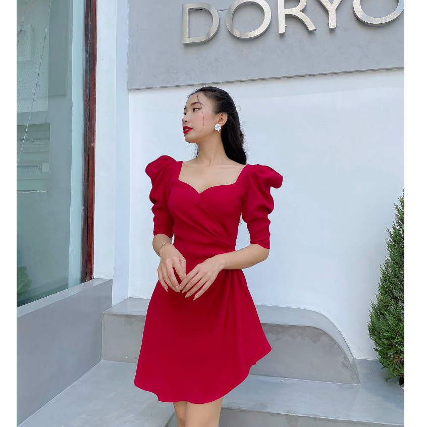 Đầm Thiết Kế Mera Drees Tay Bồng Tiêu Thư Cao Cấp