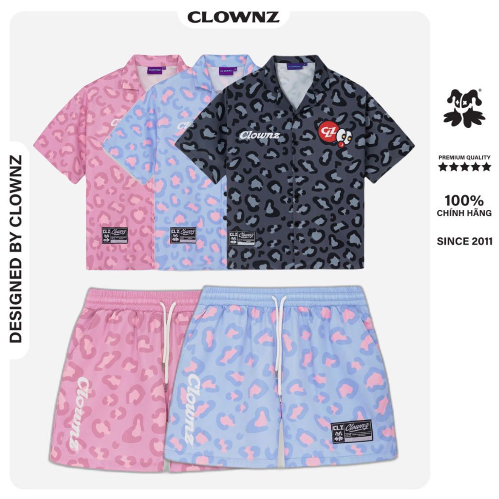 Set áo quần sơ mi ngắn tay local brand Clownz Leopard bộ đi biển unisex nam nữ form rộng