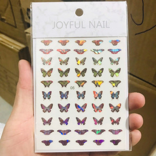Sticker dán móng nail bướm lấp lánh rainbow 1020