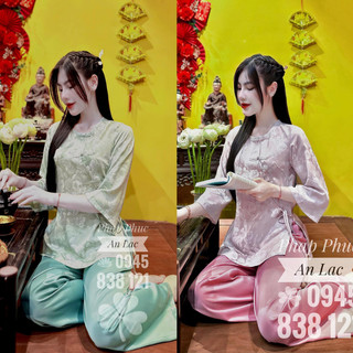 Áo lam đi lễ chùa - bộ lụa đi lễ chùa chất lụa cao cấp mềm mịn mặc rất sang chảnh