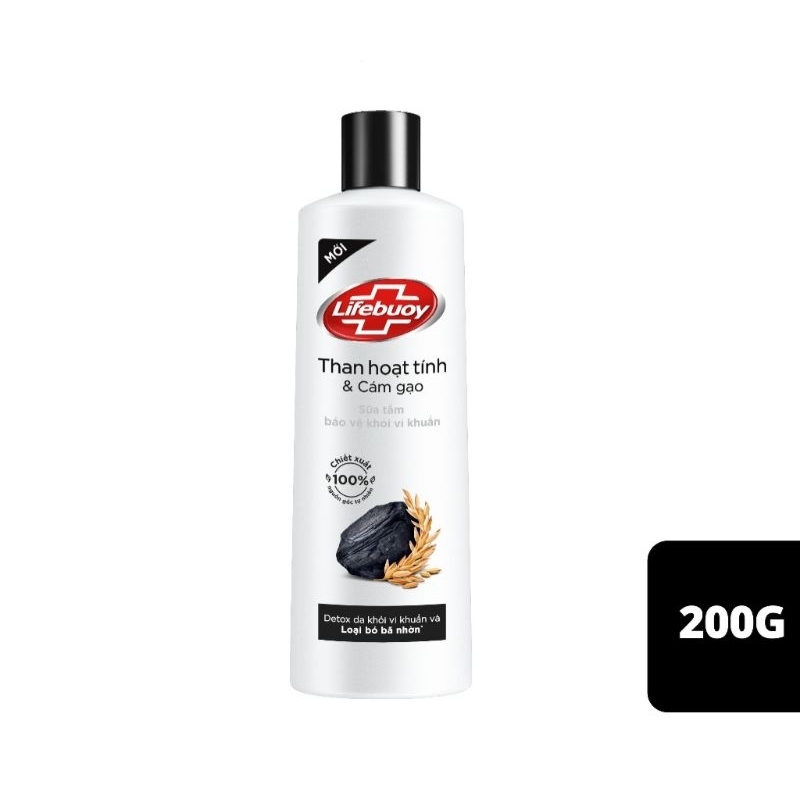 Sữa tắm Lifebuoy Detox sạch sâu từ than hoạt tính và cám gạo 200g