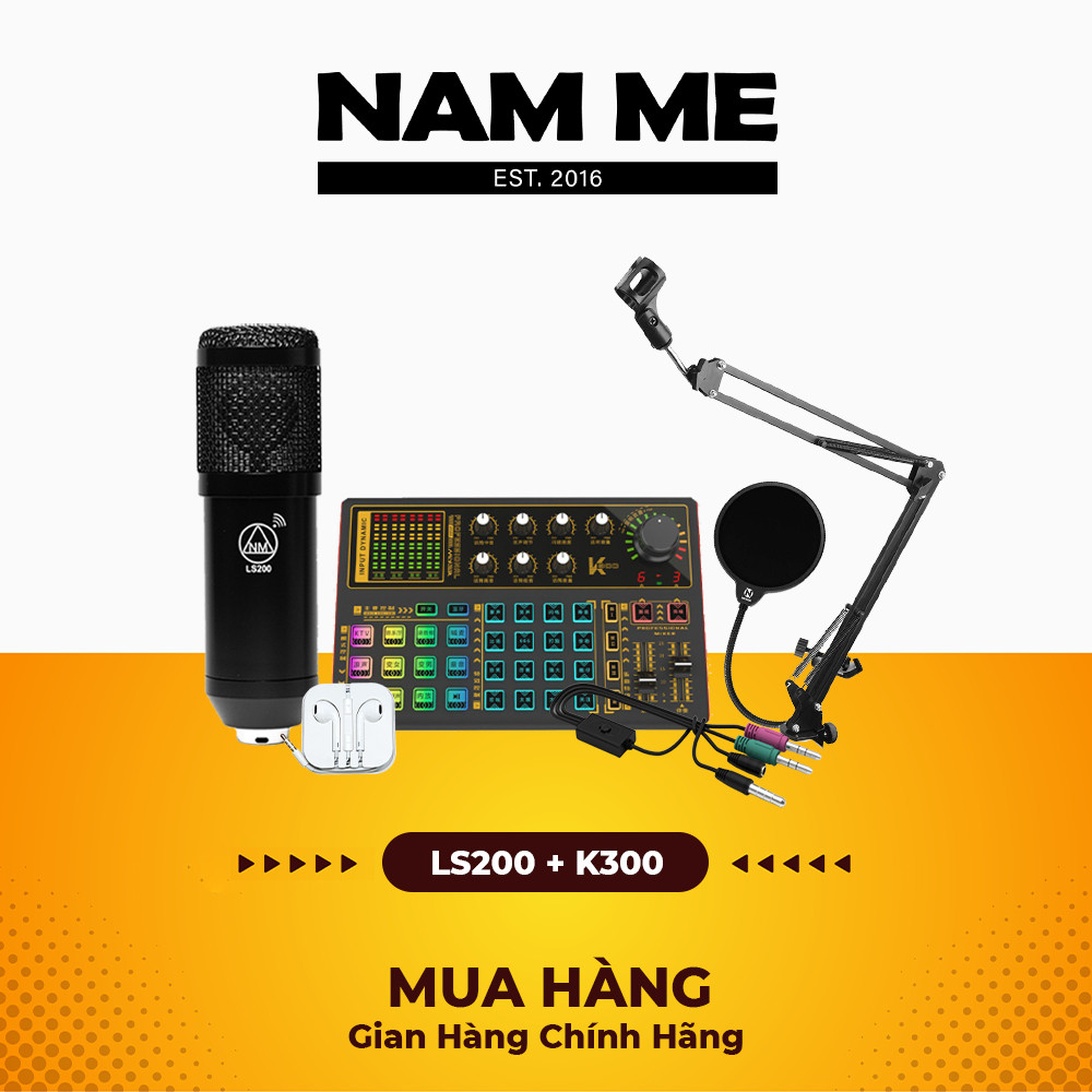 Bộ micro NM-LS200 & sound card K300 - Hát live, thu âm chất lượng trên điện thoại, nhiều hiệu ứng vui nhộn, dễ sử dụng