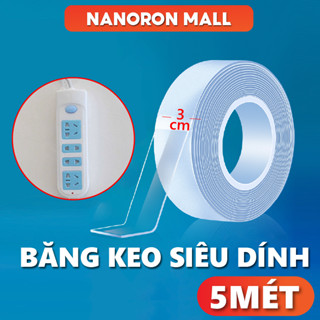 Băng keo 2 mặt siêu dính có lưới dễ tháo gỡ NANORON Băng keo siêu dính lót lưới thủy tinh