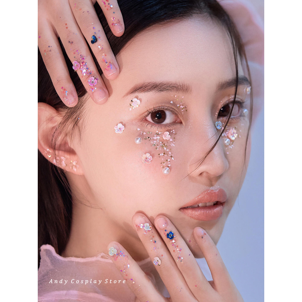 Đá đính mắt make up chụp ảnh concept nàng thơ