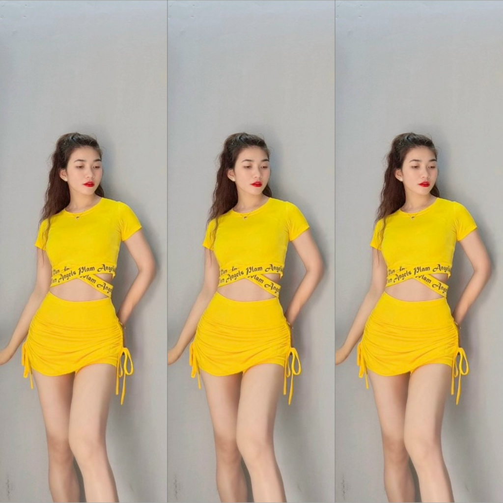 Sét bộ croptop sét chân váy rút 2 lớp V35