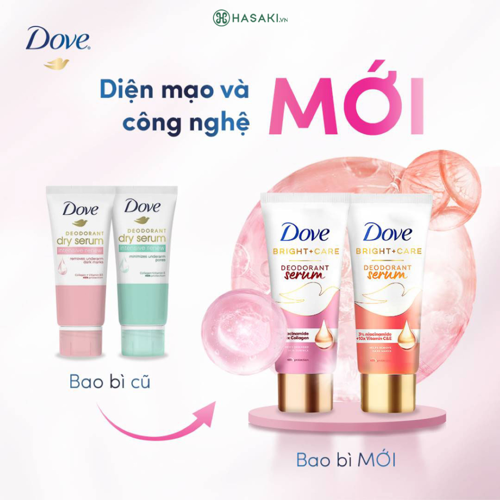 Kem Khử Mùi Sáng Mịn Vùng Dưới Cánh Tay Dove Deodorant Dry Serum Collagen 50ml