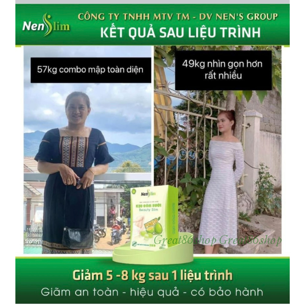 Kẹo Gôm giảm cân NenSlim tặng detox giảm cân an toàn hiệu quả, không gây mệt mỏi, hàng chính hãng, hộp 8 viên