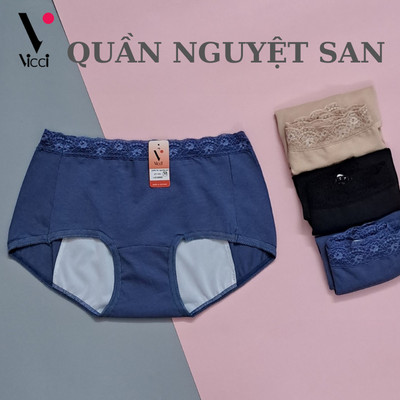 [BST MỚI] Quần lót nữ mặc trong kỳ kinh nguyệt chống tràn cạp cao vải cotton nhật Vicci QV.NS1