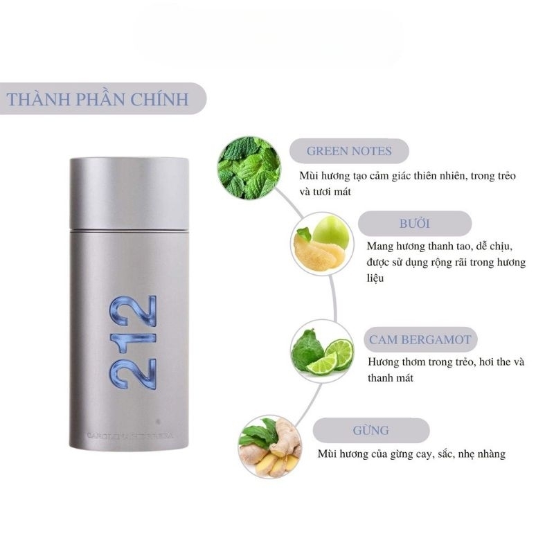 Nước hoa nam 212 Men NYC EDT 100ml, dầu thơm lâu body phong cách hiện đại nam tính