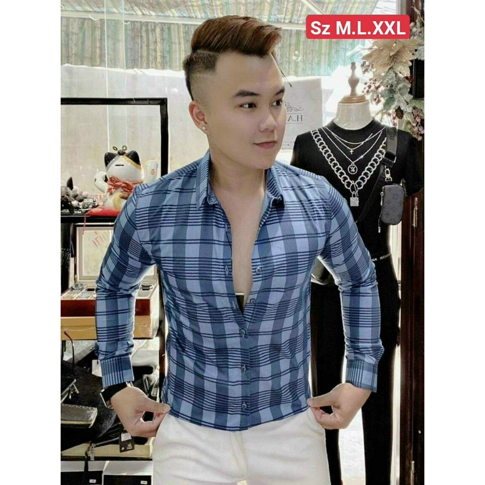 Áo sơ mi tay dài họa tiết Blacker form rông unisex thời trang phong cá