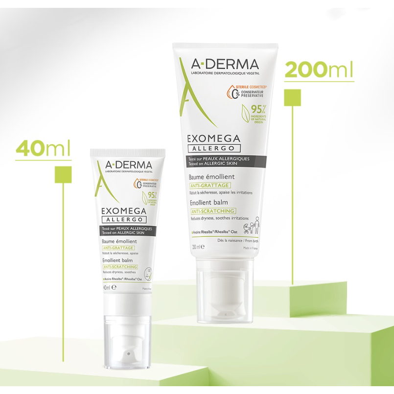 Kem dưỡng ẩm, giảm khô ngứa cho da rất khô, viêm da cơ địa A-Derma Exomega Allergo Emollient Balm 200ml