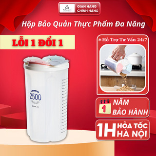Hộp Bảo Quản Thực Phẩm, Lọ, Hũ Nhựa Trong Suốt 1500ml/2500 Nhiều Ngăn Đựng Gia Vị,Đồ Khô, Ngũ Cốc HBQ03