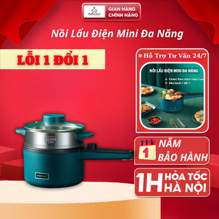 Nồi Lẩu Điện Mini Đa Năng JIASHI Tay Cầm Có Khay Hấp (Nấu Mỳ/Chiên/Xào/Hầm Canh,...) NLD01