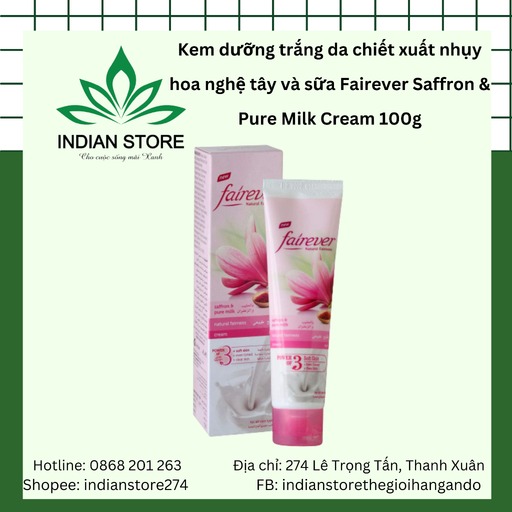 Kem dưỡng trắng da chiết xuất nhụy hoa nghệ tây và sữa Fairever Saffron & Pure Milk Cream 100g
