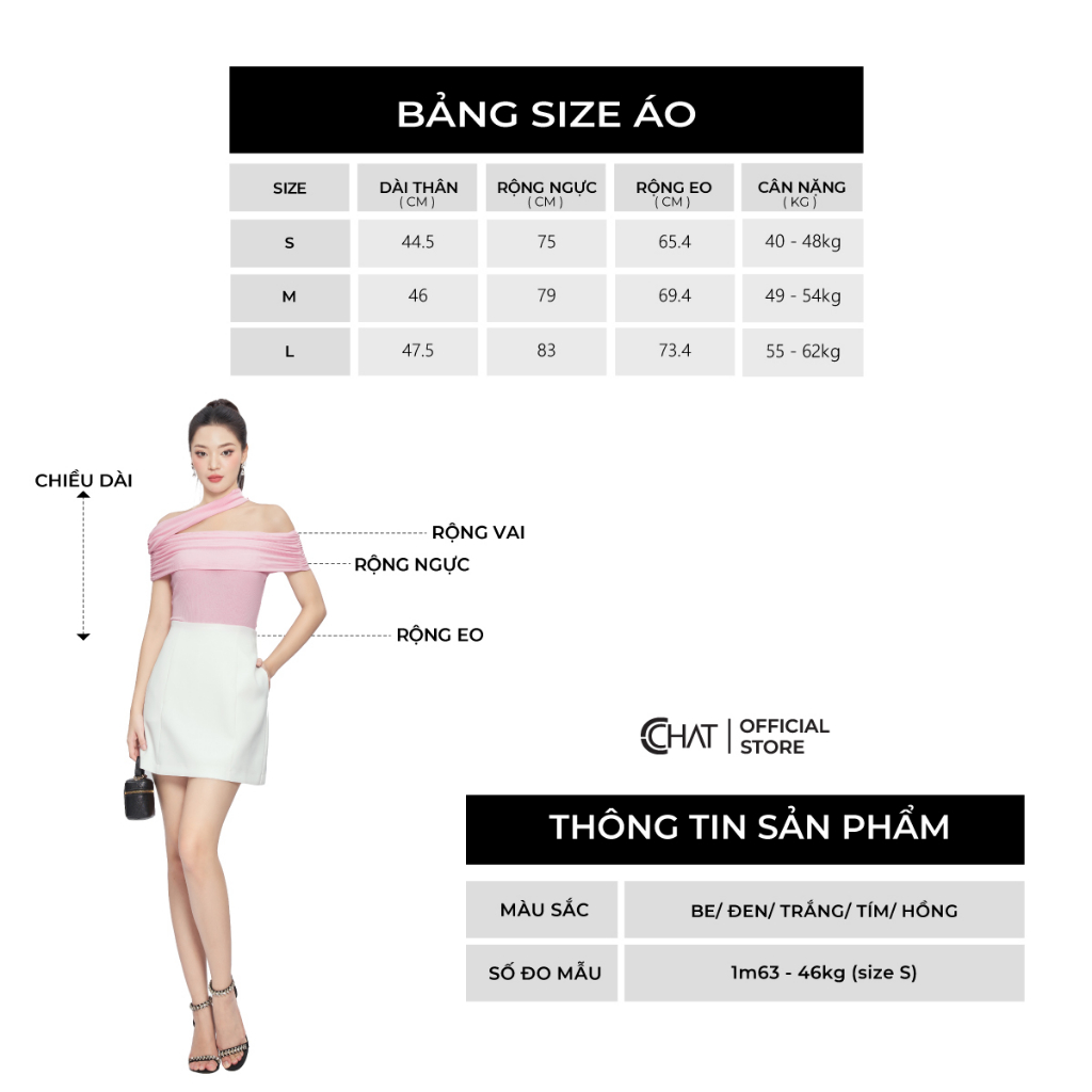 Áo Thun 𝐂𝐂𝐇𝐀𝐓 Kiểu Trễ Vai Cổ Lệch Dáng Ôm Chất Vải Co Giãn Mềm Mịn 93TNC2001OT