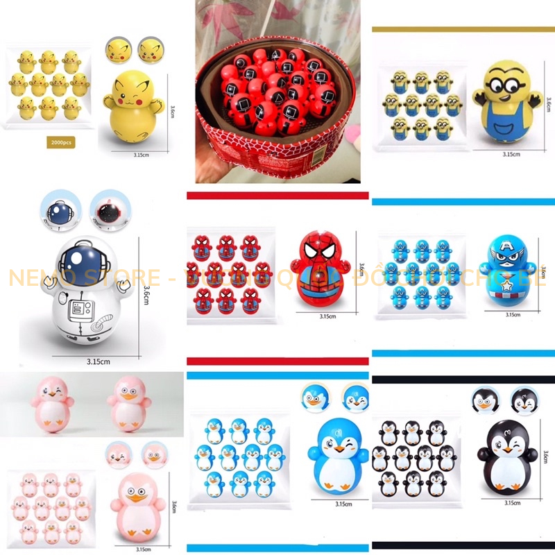 Đồ chơi lật đật mini Squid Game, Doraemon, Pikachu, Minion và nhiều mẫu hot trend dễ thương