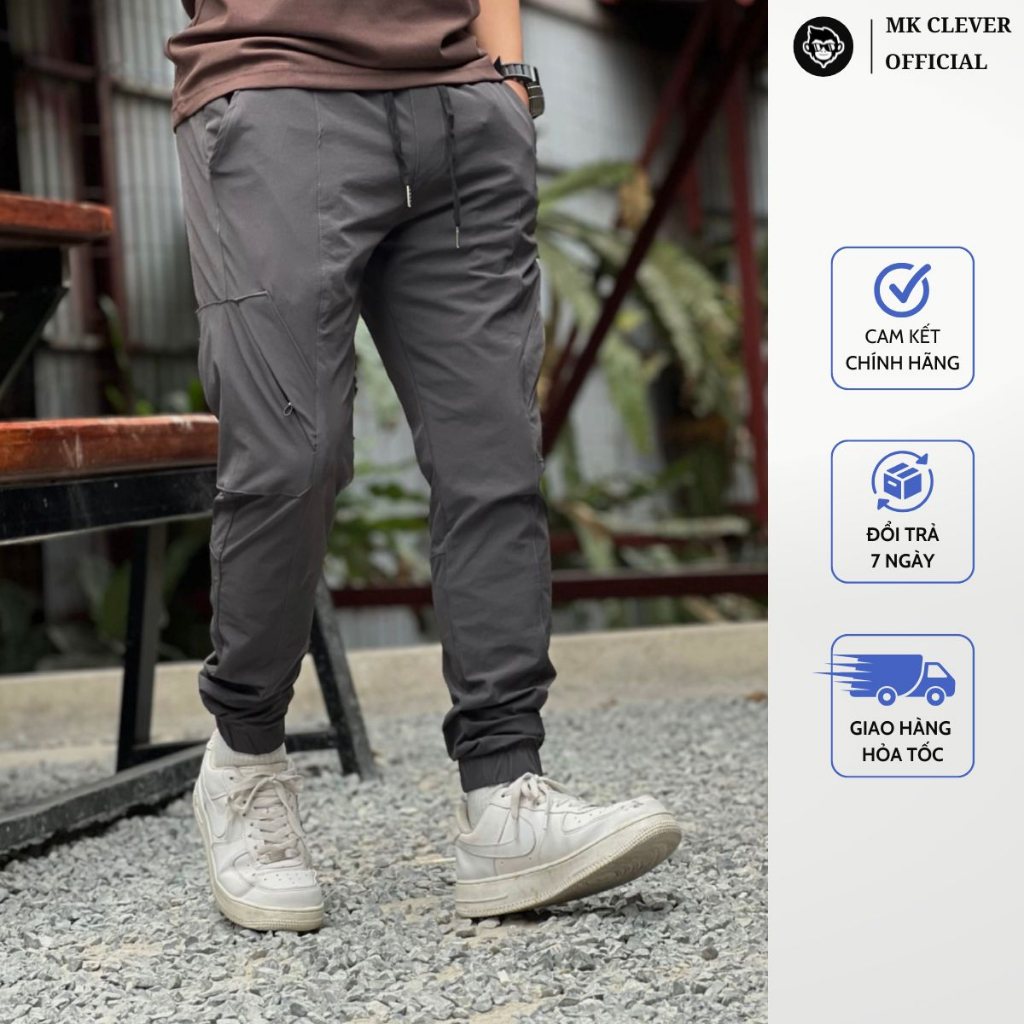 Quần Jogger Nam MK CLEVER P.L, Chất liệu vải vải gió hạt cao cấp, co giãn, thiết kế tinh tế tỉ mỉ. Form Slimfit ôm gọn