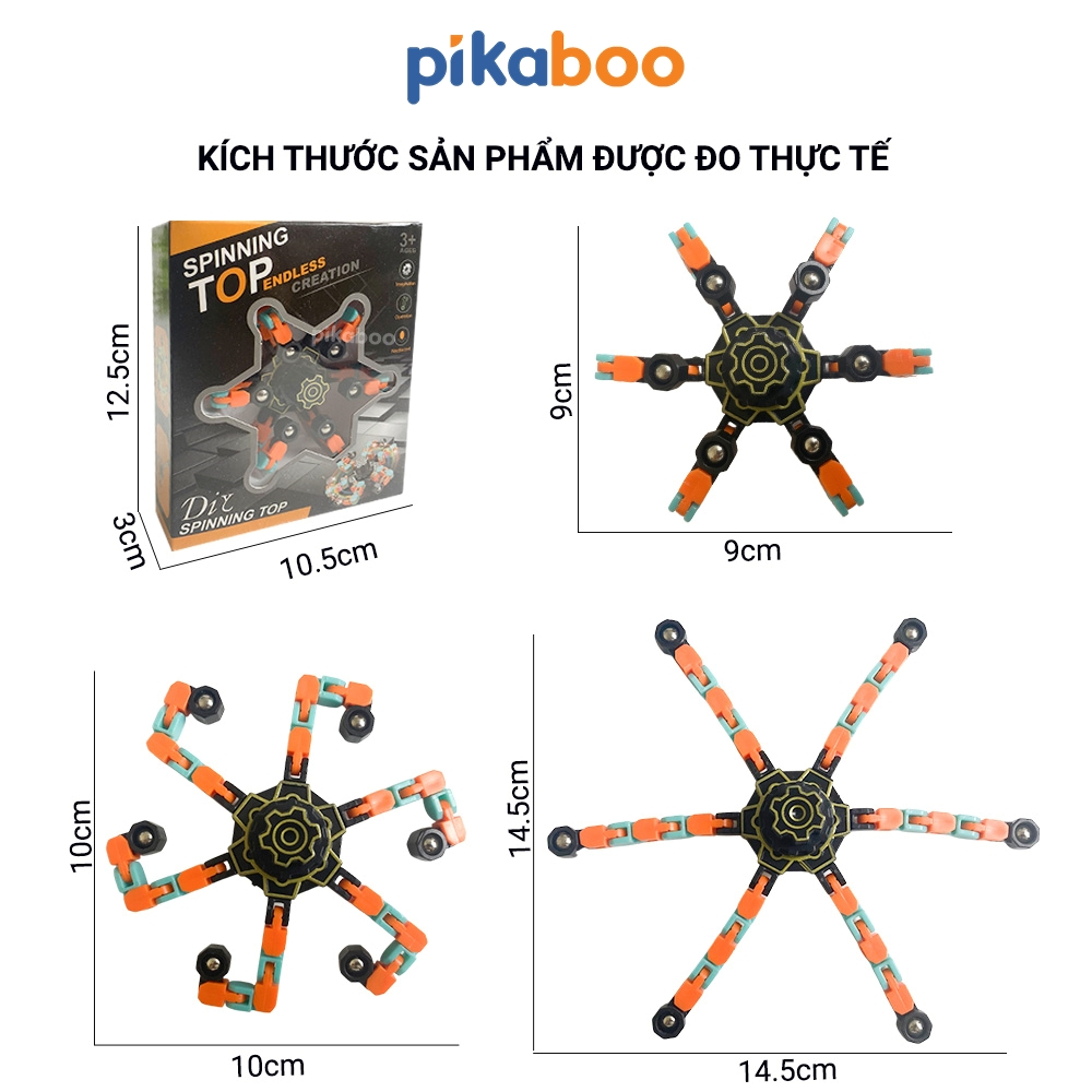 Đồ chơi con quay spinner biến hình 6 chân Pikaboo kích thích não bộ giải tỏa căng thẳng chất liệu nhựa an toàn