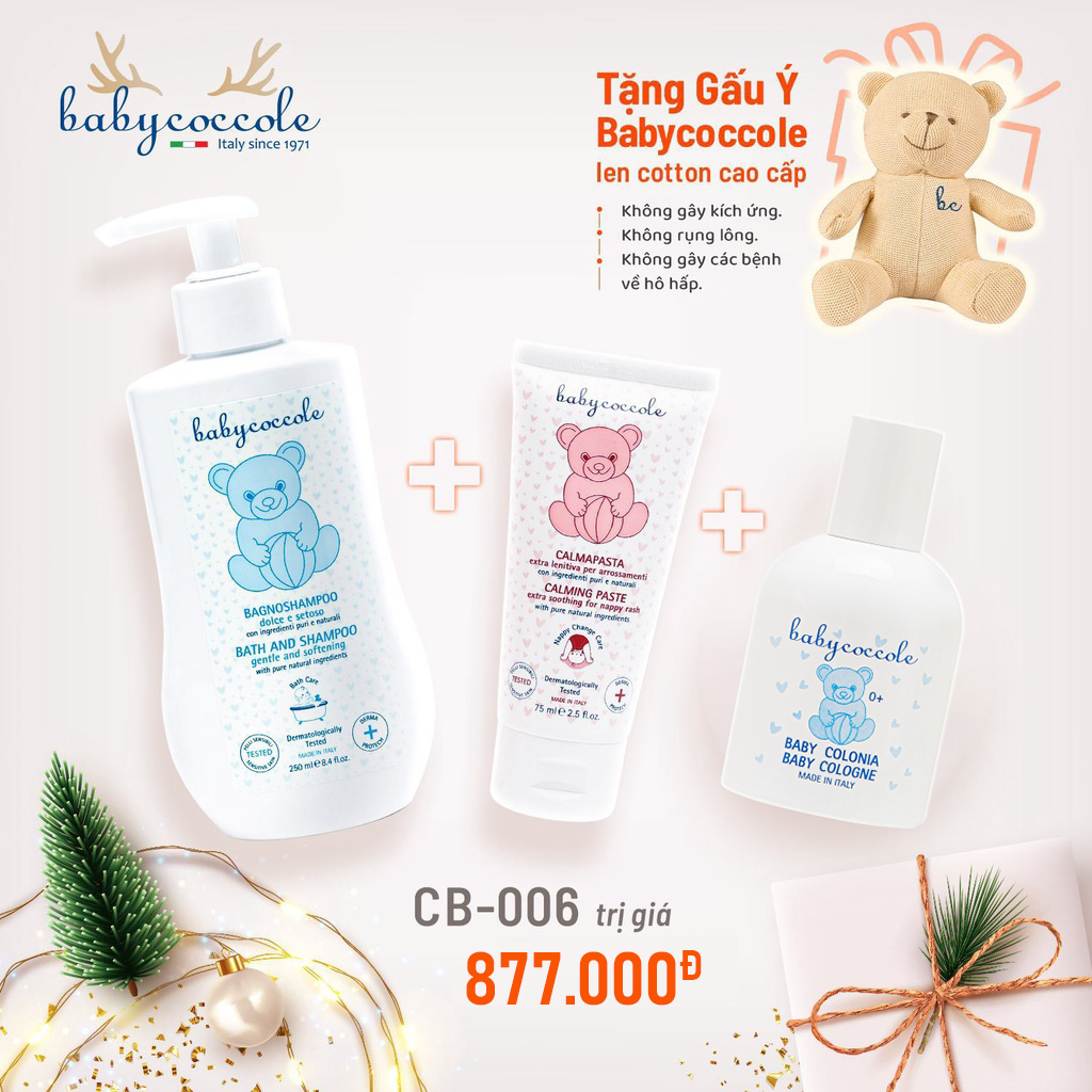 Combo Babycoccole 0M+ tặng kèm gấu Ý và Hộp quà