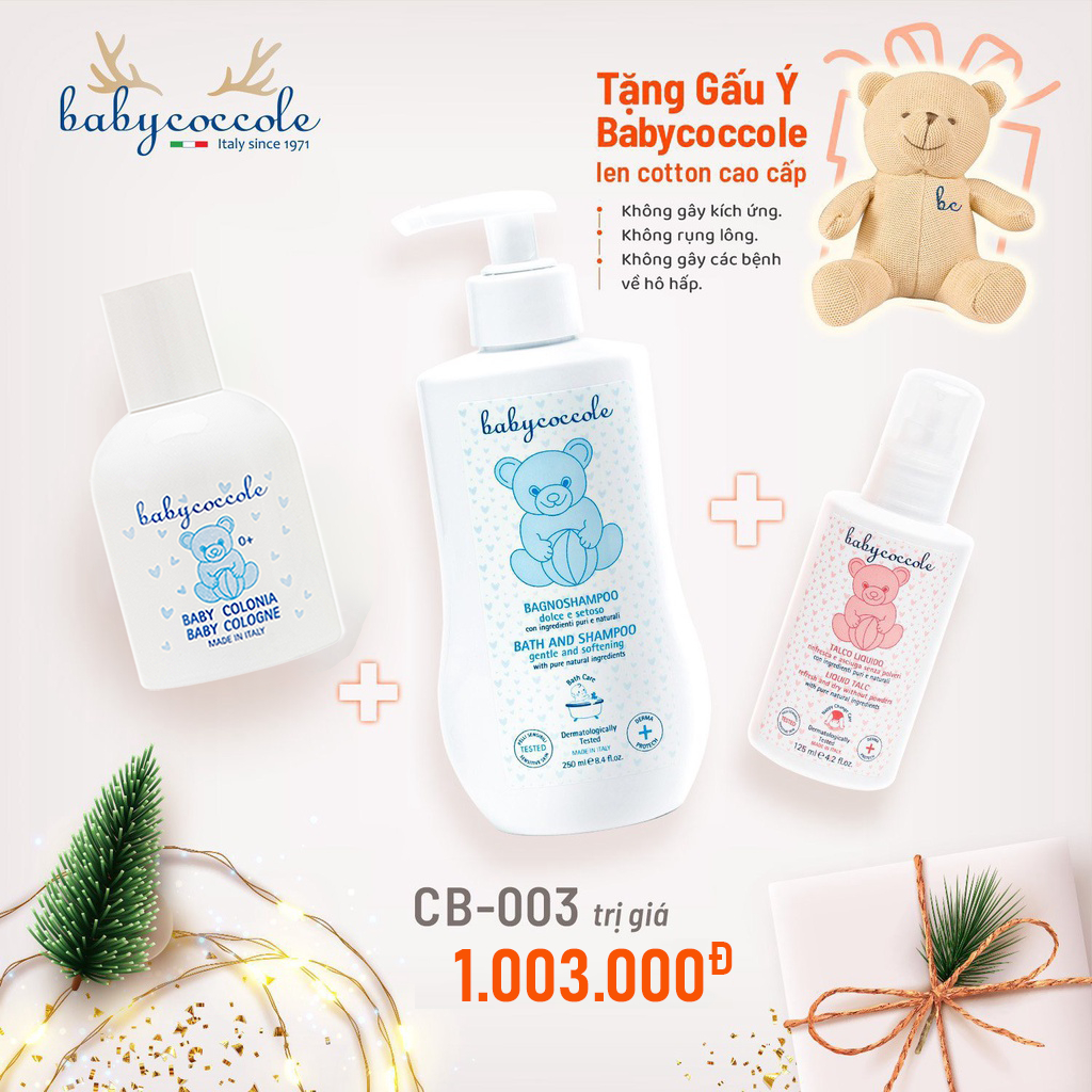 Combo Babycoccole 0M+ tặng kèm gấu Ý và Hộp quà