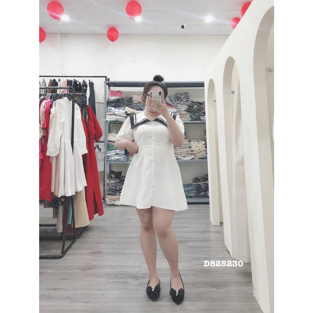 Đầm suông cổ nhọn sọc BIGSIZE 55 - 100kg D825