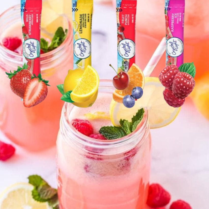 Crystal Light 10 gói Bột Pha Nước Trái Cây không đường Crystal Light Gói Nhỏ Bổ Sung Vitamin Vị Trái Cây