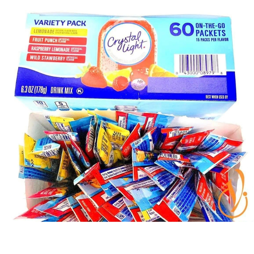 Crystal Light 10 gói Bột Pha Nước Trái Cây không đường Crystal Light Gói Nhỏ Bổ Sung Vitamin Vị Trái Cây