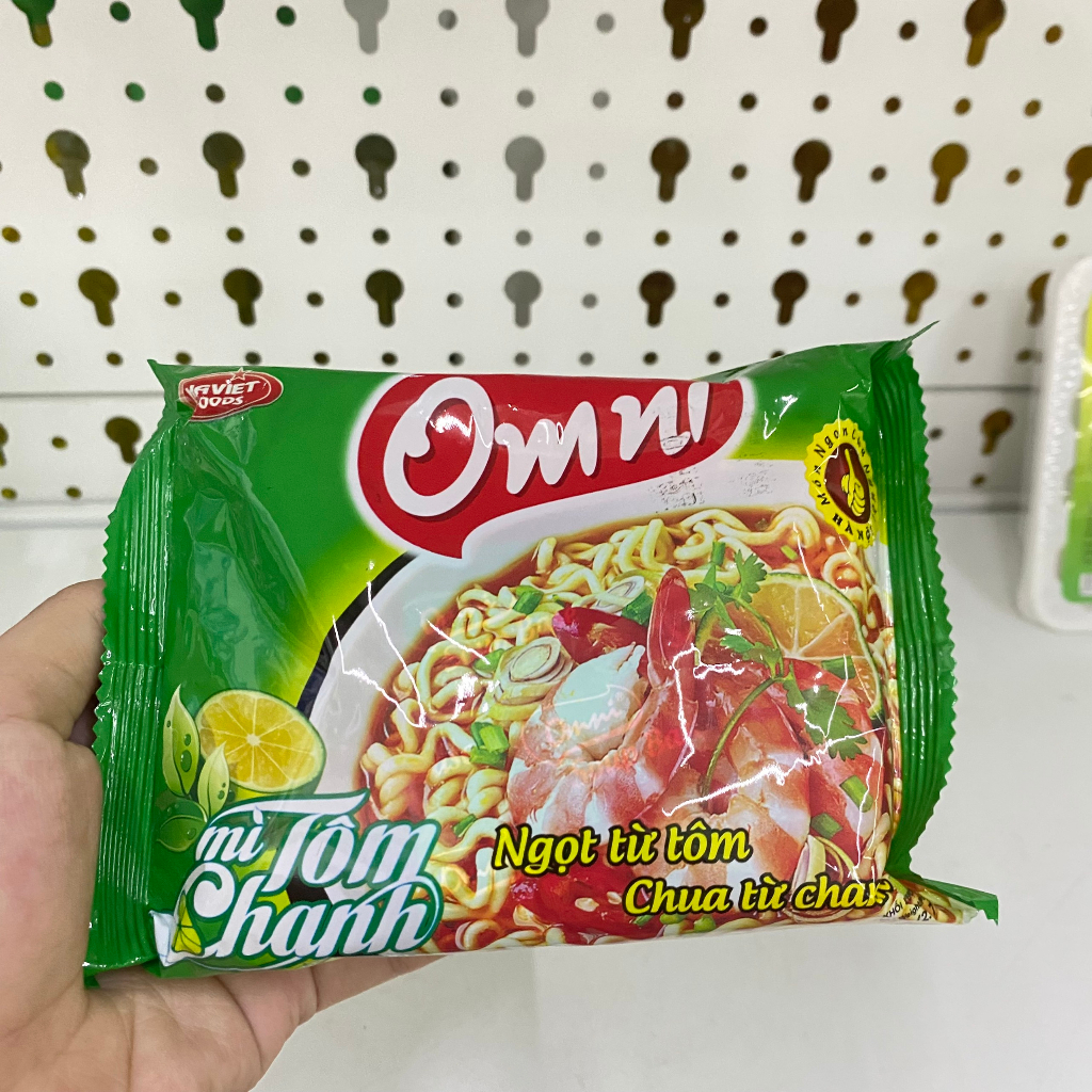Mì tôm Chanh Omni gói 75g, mì tôm Omni Chanh cốc 65g, mì tôm Omni chanh bát 75g vị tôm chua cay tiện lợi ăn liền