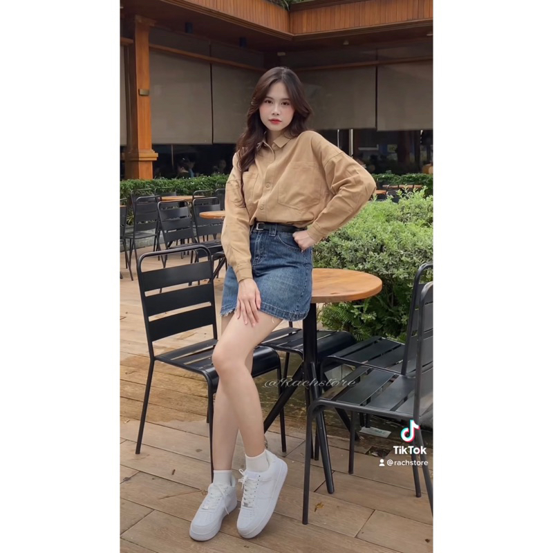 Áo Sơmi Kaki - Trơn - 2 Túi To - Tay Dài